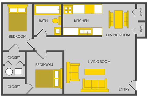 a floor plan of a 1 bedroom apartment